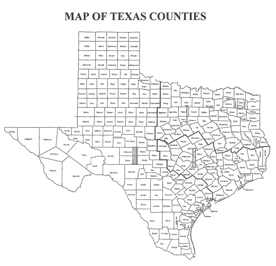 Map of Texas Counties